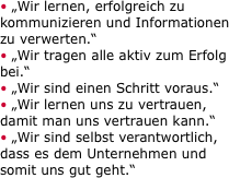 • „Wir lernen, erfolgreich zu